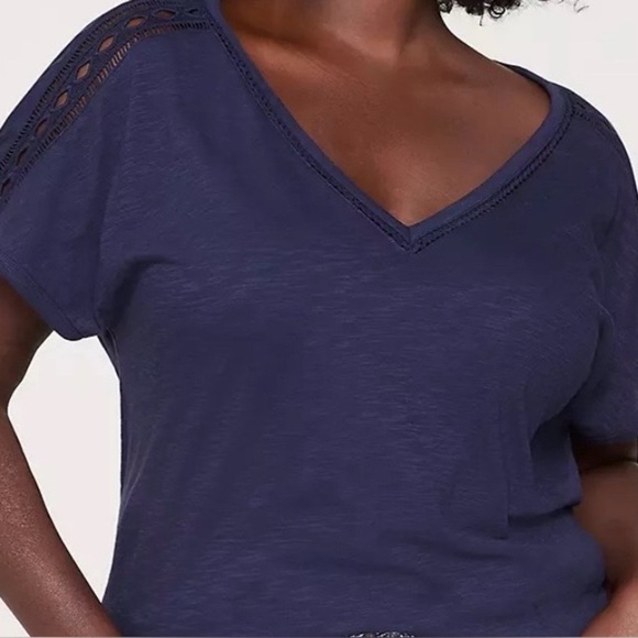 Women's Navy V-Neck Top - Picture 1 of 5
